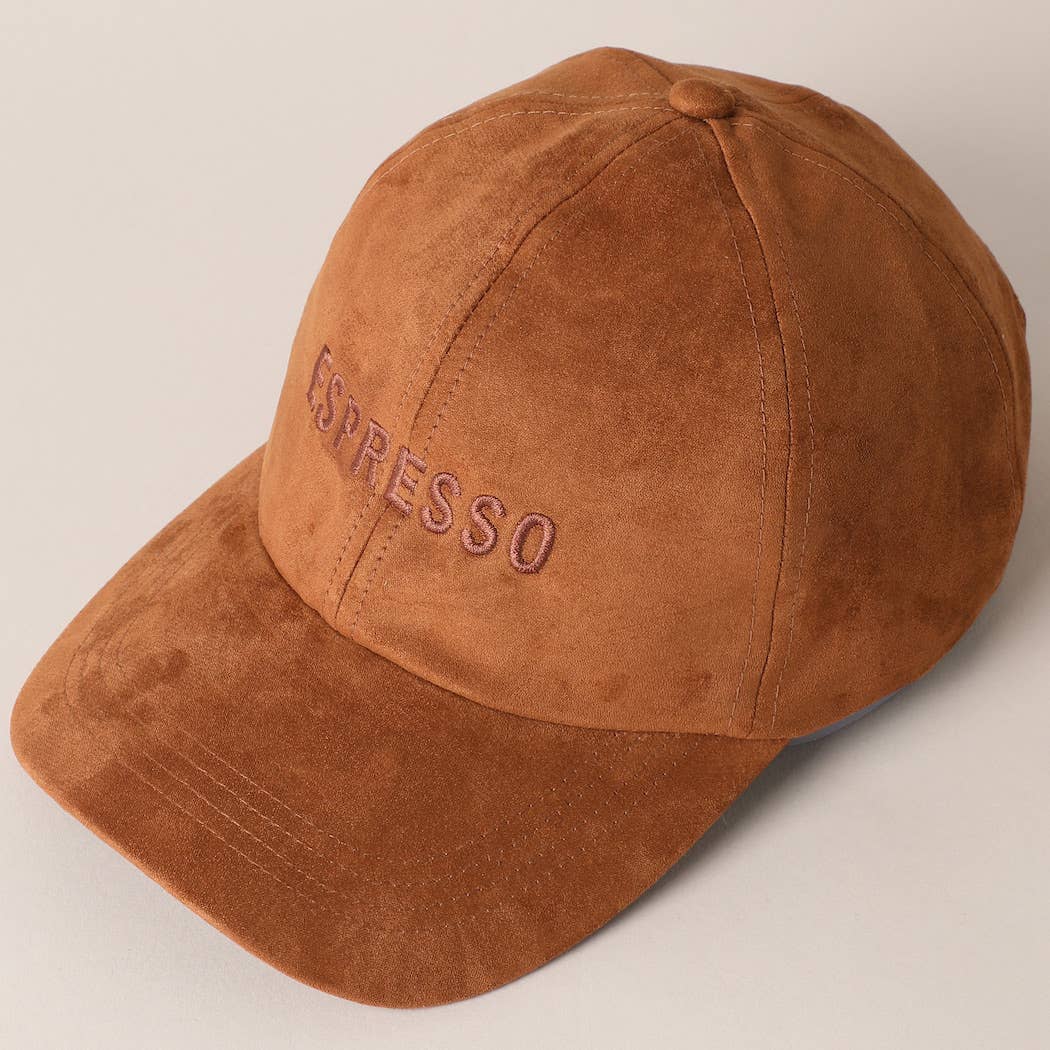 Espresso Embroidery Suede Hat (Cognac)