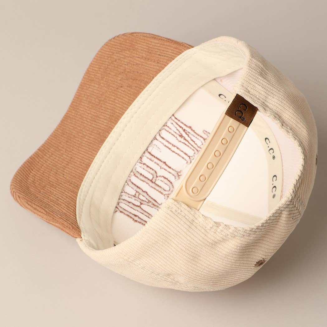 DARLIN' Corduroy Trucker Hat (Beige Deluxe)