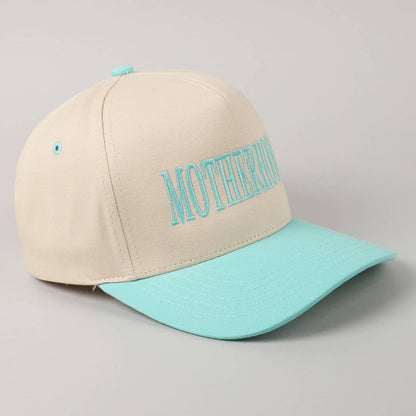 MOTHERHOOD Embroidered Two-Tone Trucker Hat (Fresh Mint)