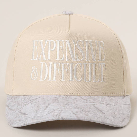 EXPENSIVE and DIFFICULT Embroidered Trucker Hat (White Out Camo)