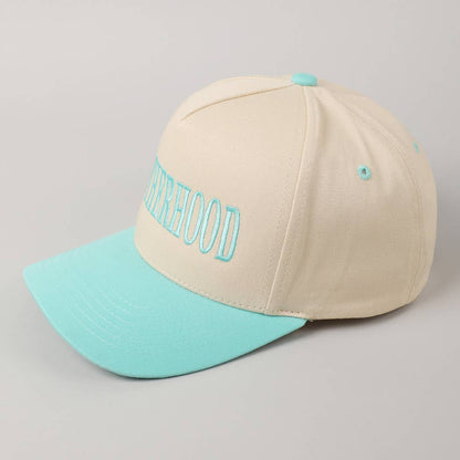 MOTHERHOOD Embroidered Two-Tone Trucker Hat (Fresh Mint)