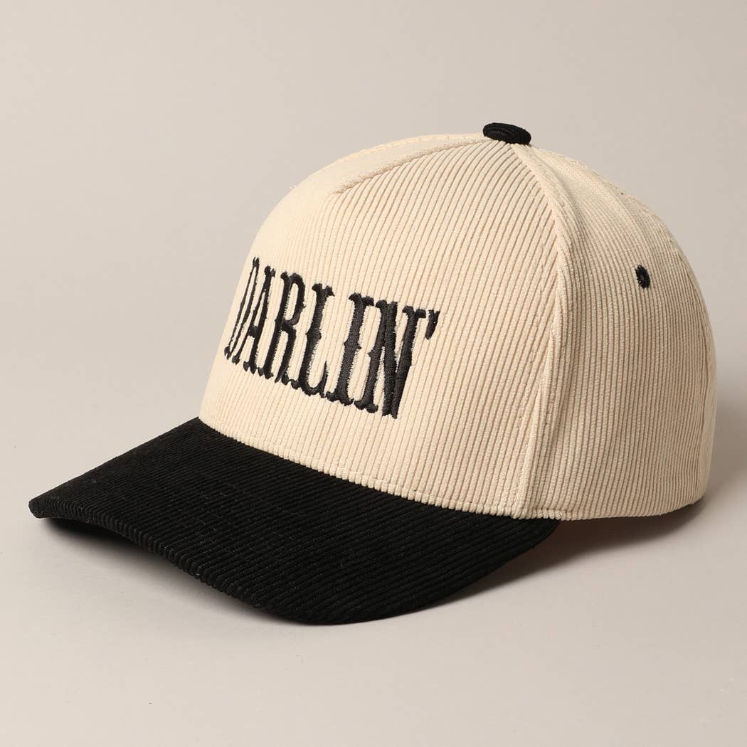 DARLIN' Corduroy Trucker Hat (Beige Deluxe)