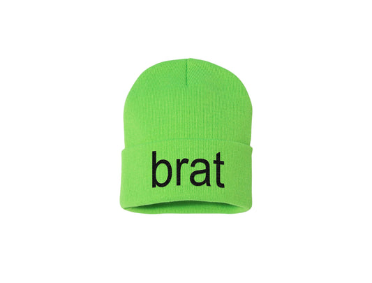 Brat Embroidered Beanie (Brat Green)
