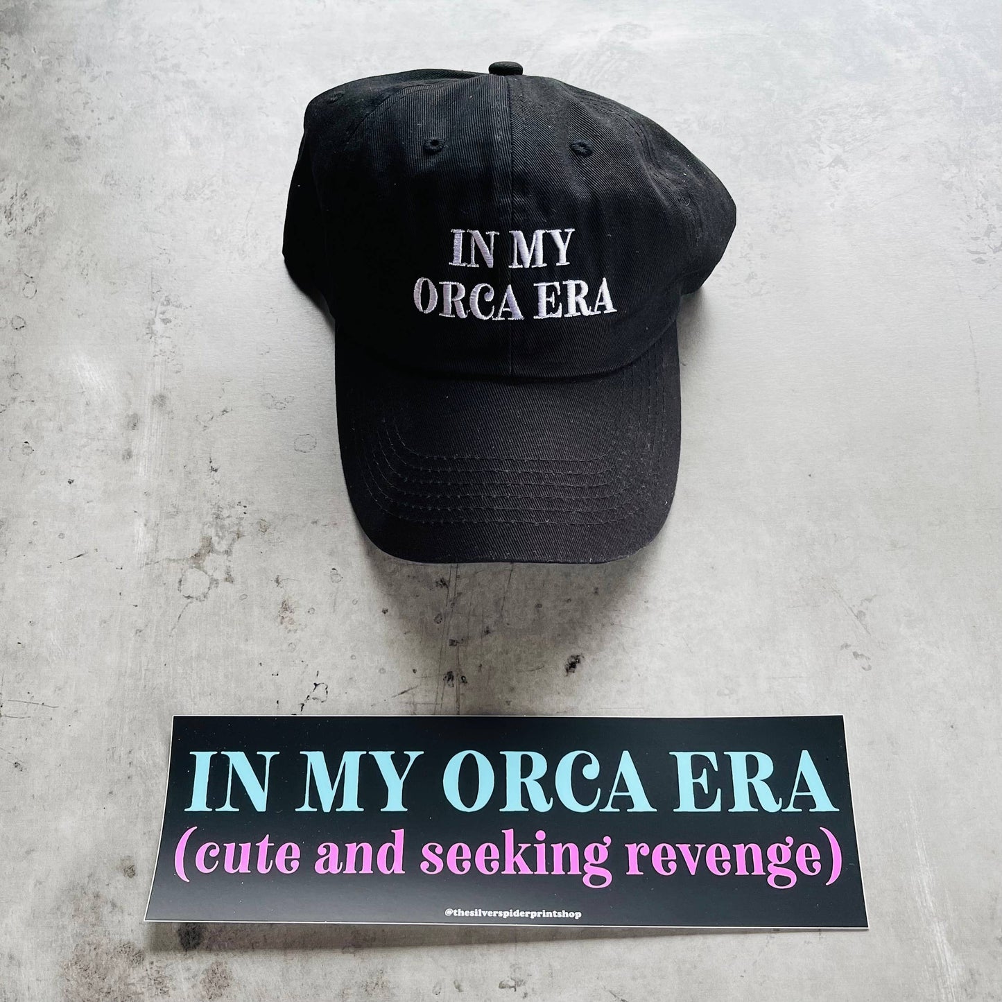 In My Orca Era Dad Hat (Pitch Black)