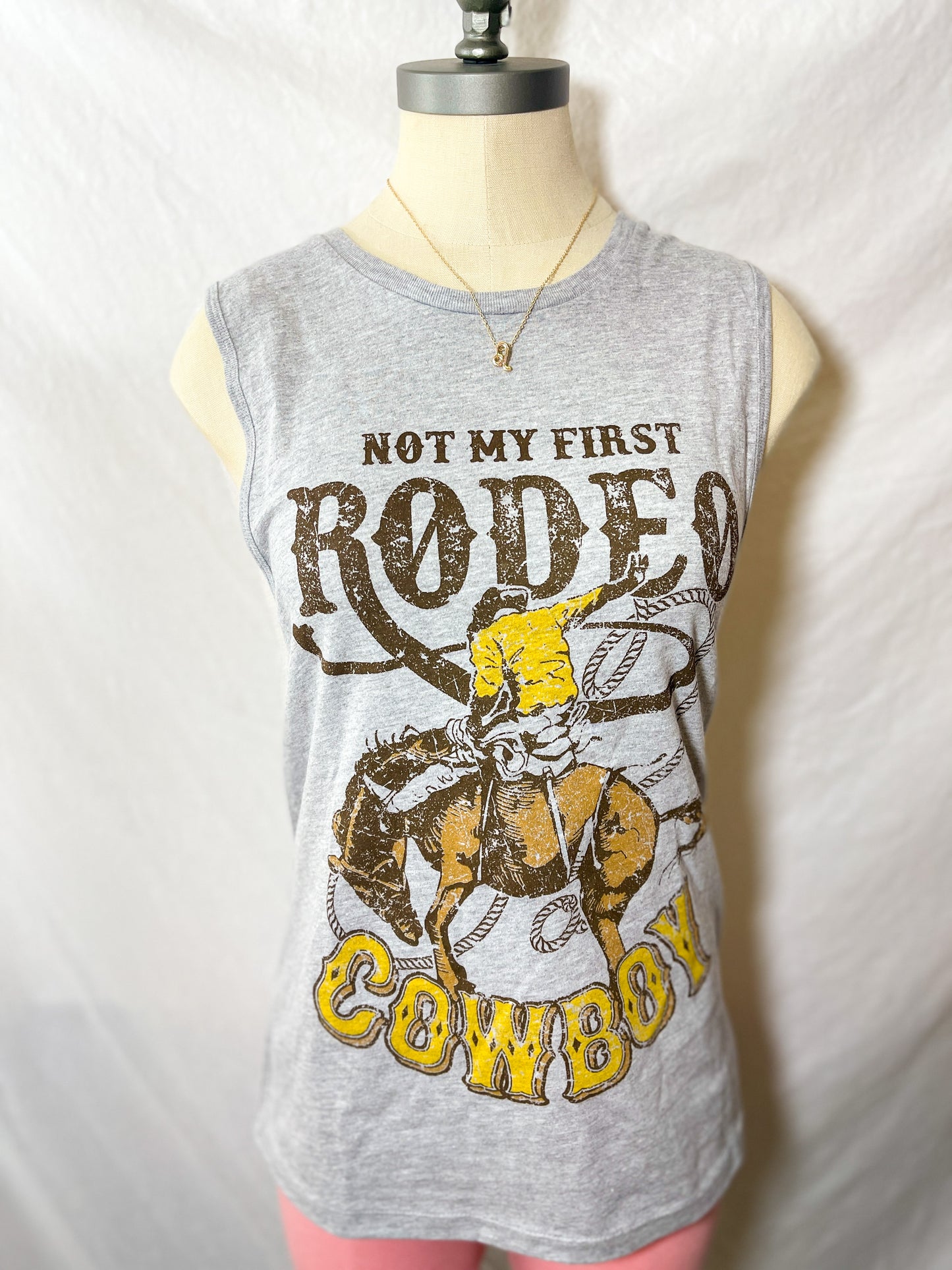 Not My First Rodeo, Cowboy Muscle Tank (Heather Grey)