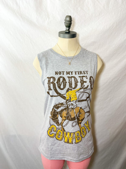 Not My First Rodeo, Cowboy Muscle Tank (Heather Grey)