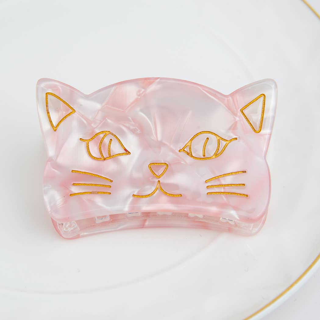 Acrylic Cute Cat Claw Clip (Pink Marble)