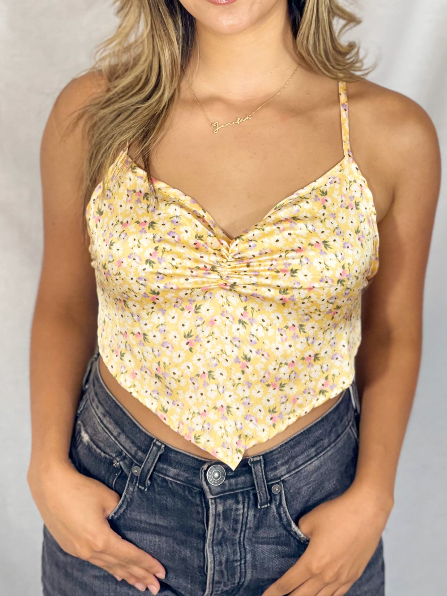 Ditzy Floral Bandana Top (Yellow Daisy)