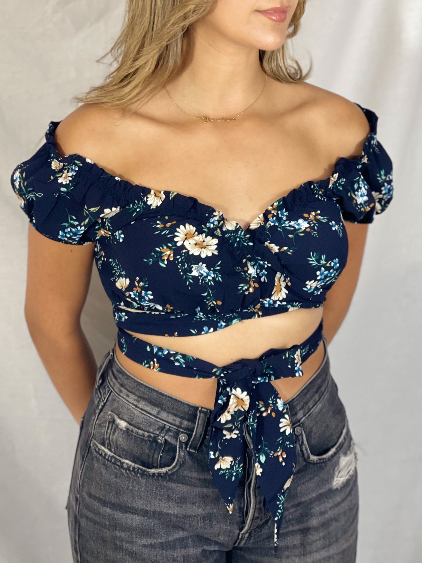 She’s Doing Things Wrap Top (Navy)