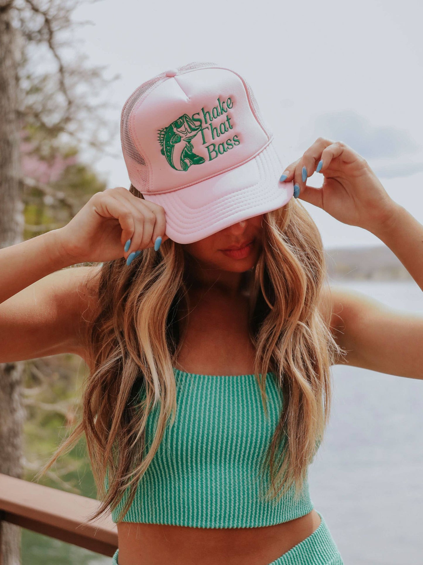 Shake That Bass Trucker Hat (Powder Pink)