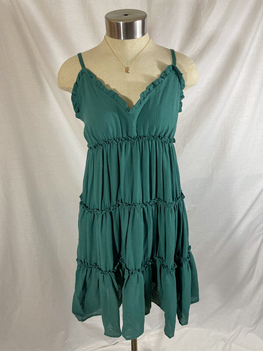 Shailee Rouched Mini Dress (Rustic Emerald)