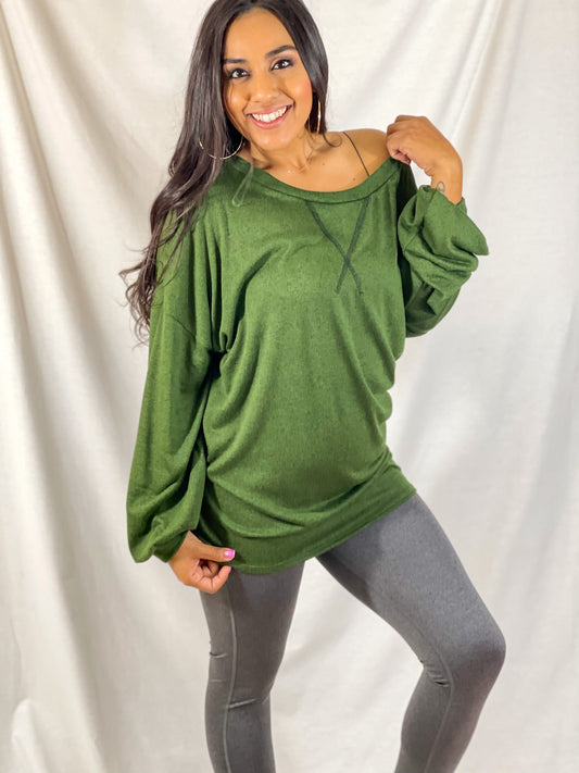 Hailee Two Tone Top (Olive)