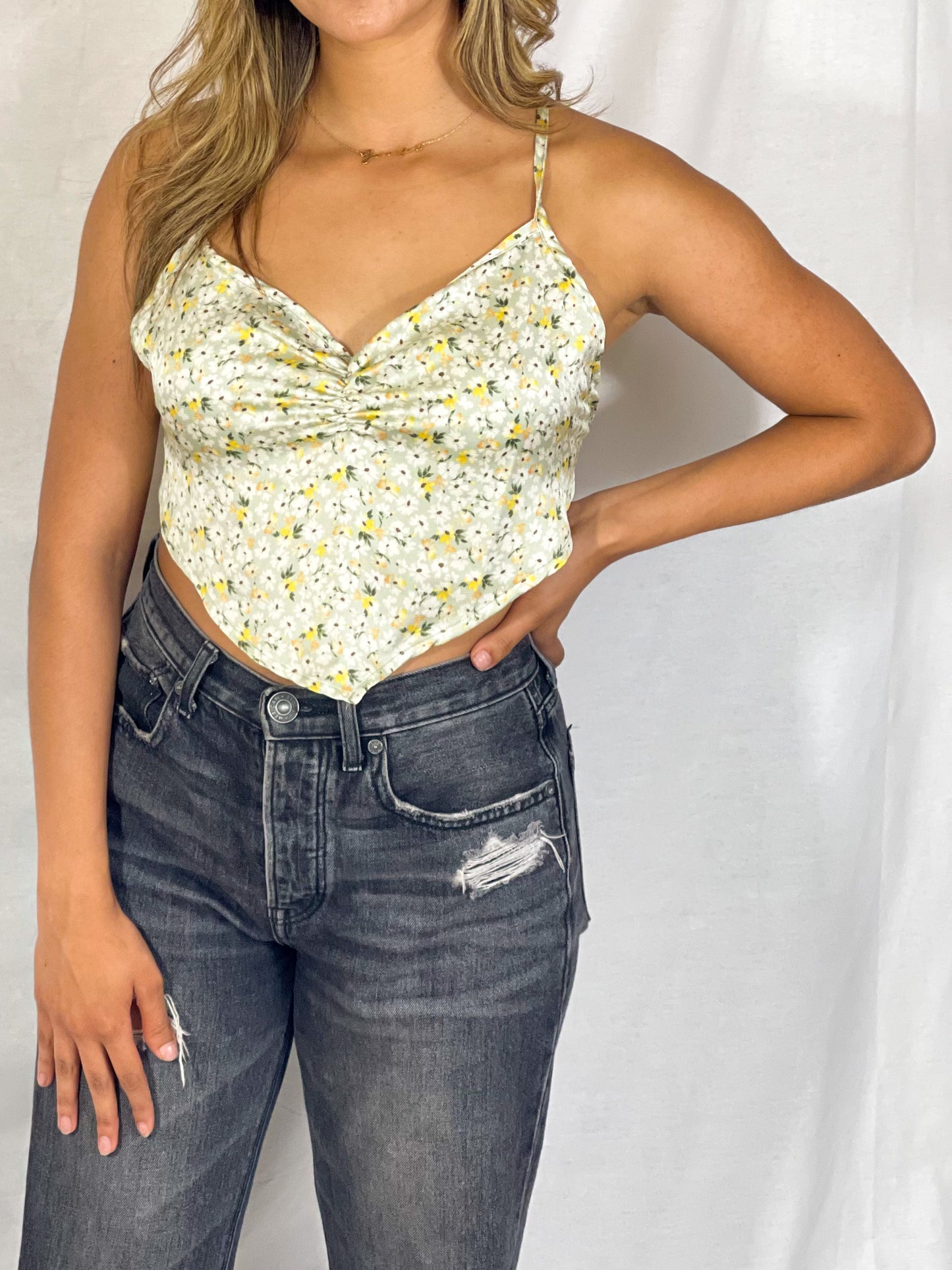 Ditzy Floral Bandana Top (Sage Advice)