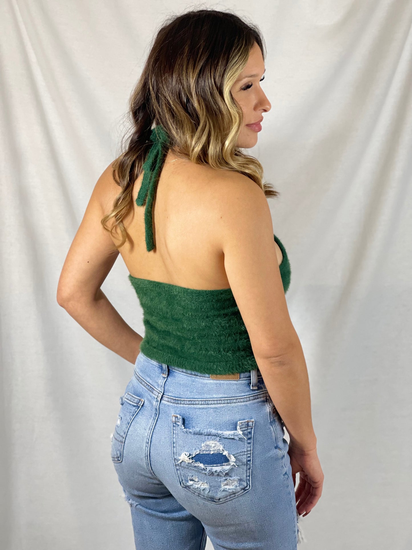 Briar Halter Top (Olive Green)