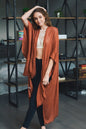 Tinsley Frayed Trim Kimono (Rust)