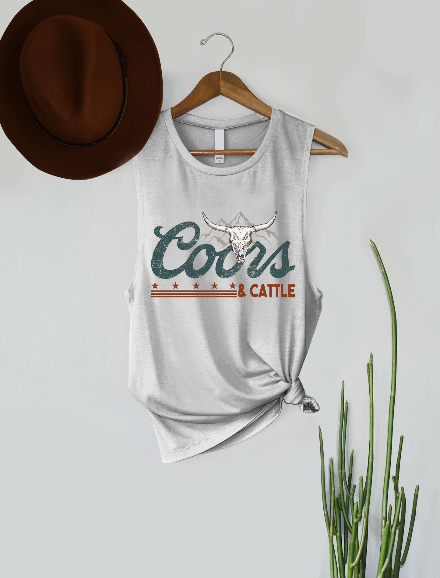 Coors and Cattle Muscle Tank (Heather Grey)