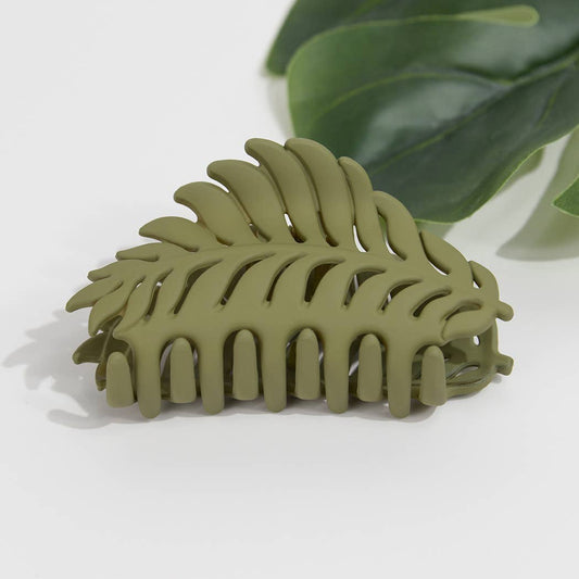 Matte Leaf Hair Claw Clip (Dark Green)