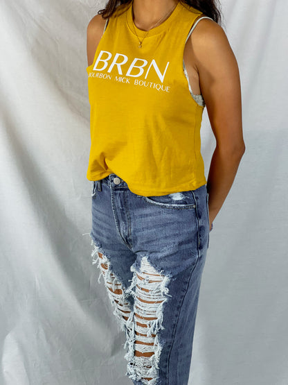 BRBN Cropped Racerback Tank (Heather Mustard)