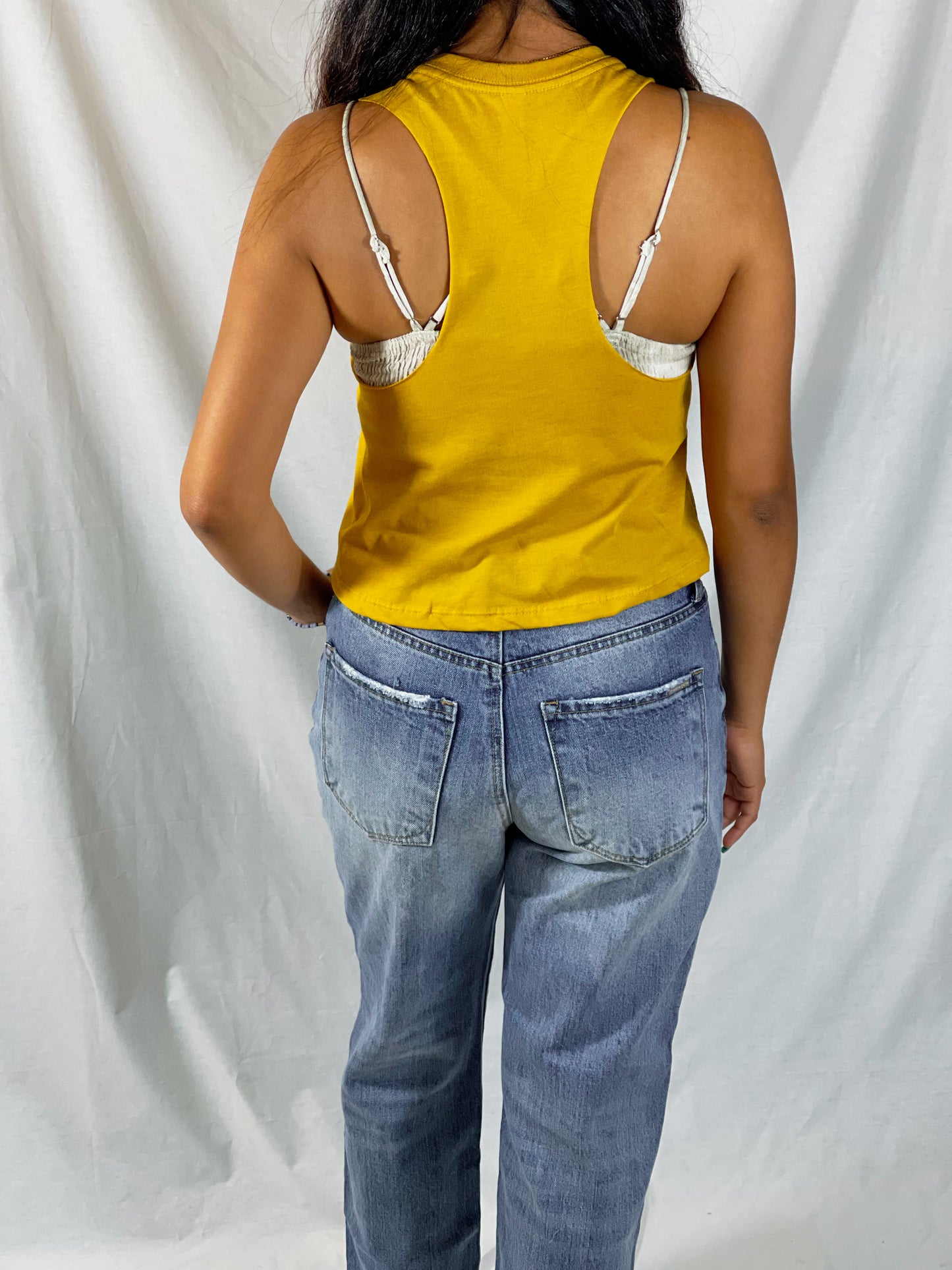 BRBN Cropped Racerback Tank (Heather Mustard)