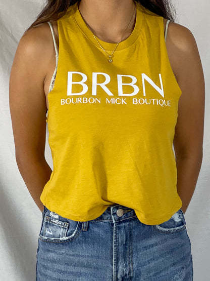 BRBN Cropped Racerback Tank (Heather Mustard)