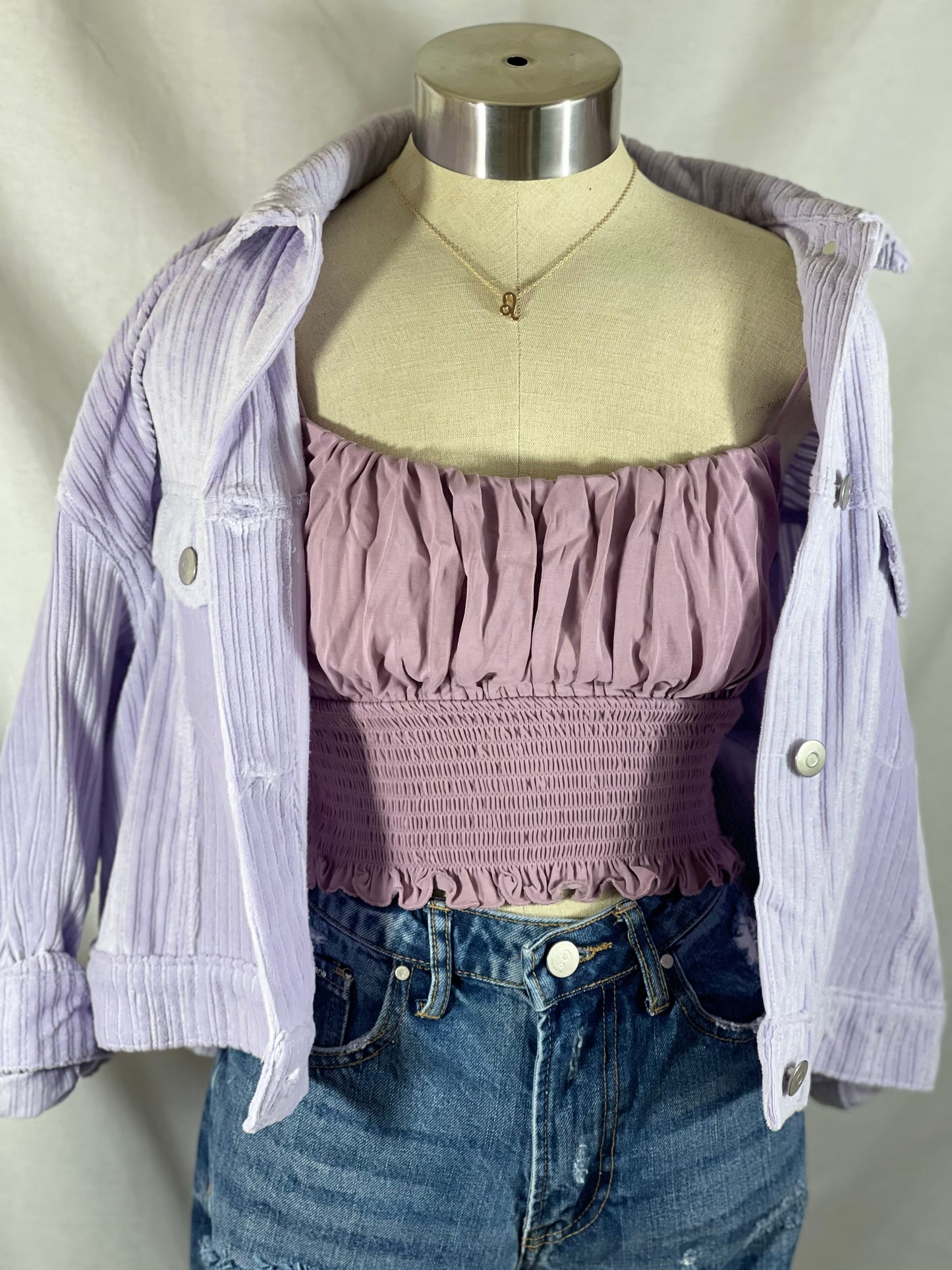 Nia Jersey Knit Smocked Cami (Lavender)