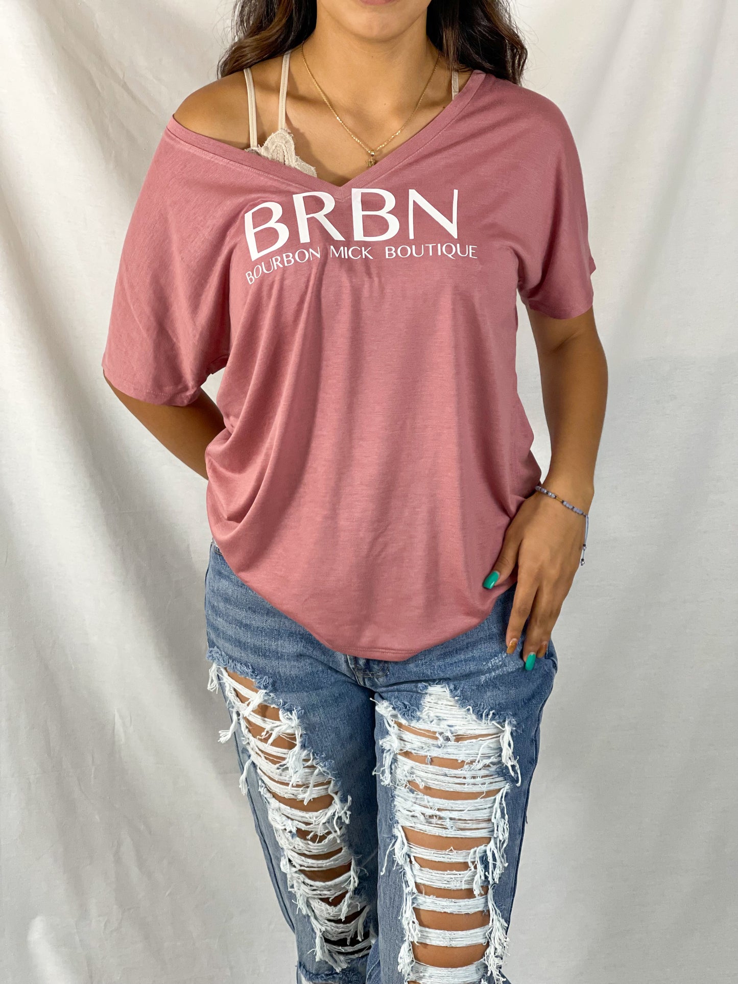 BRBN Slouch V-Neck Tee (Mauve)