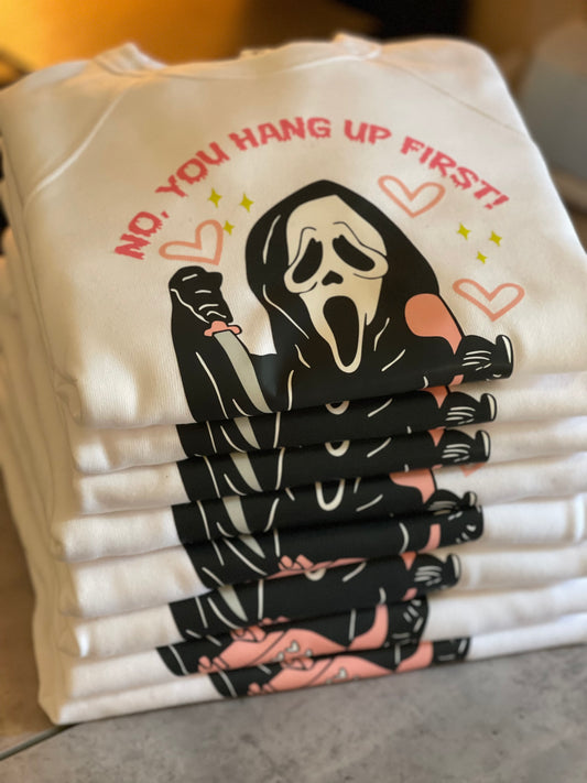 No, You Hang Up Ghostface Sweater (White)
