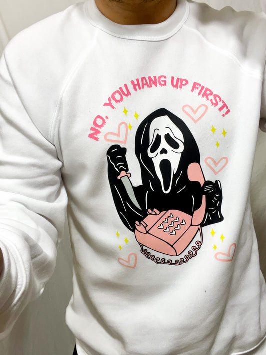 No, You Hang Up Ghostface Sweatshirt (White)